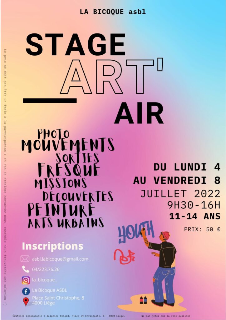 Stage pour les jeunes de 11 ans à 14 ans.